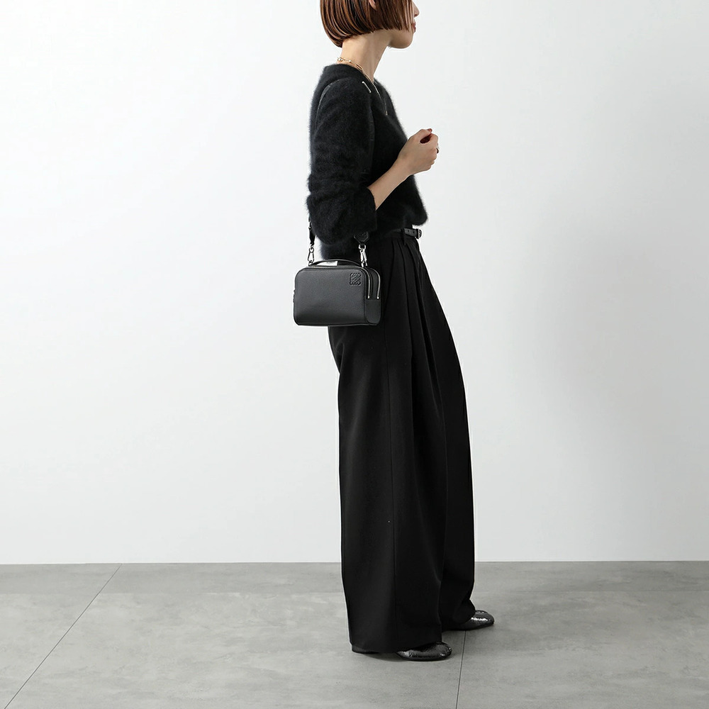 Loewe Camera Shoulder Bag Anagram Leather Jacquard Crossbody BLACK